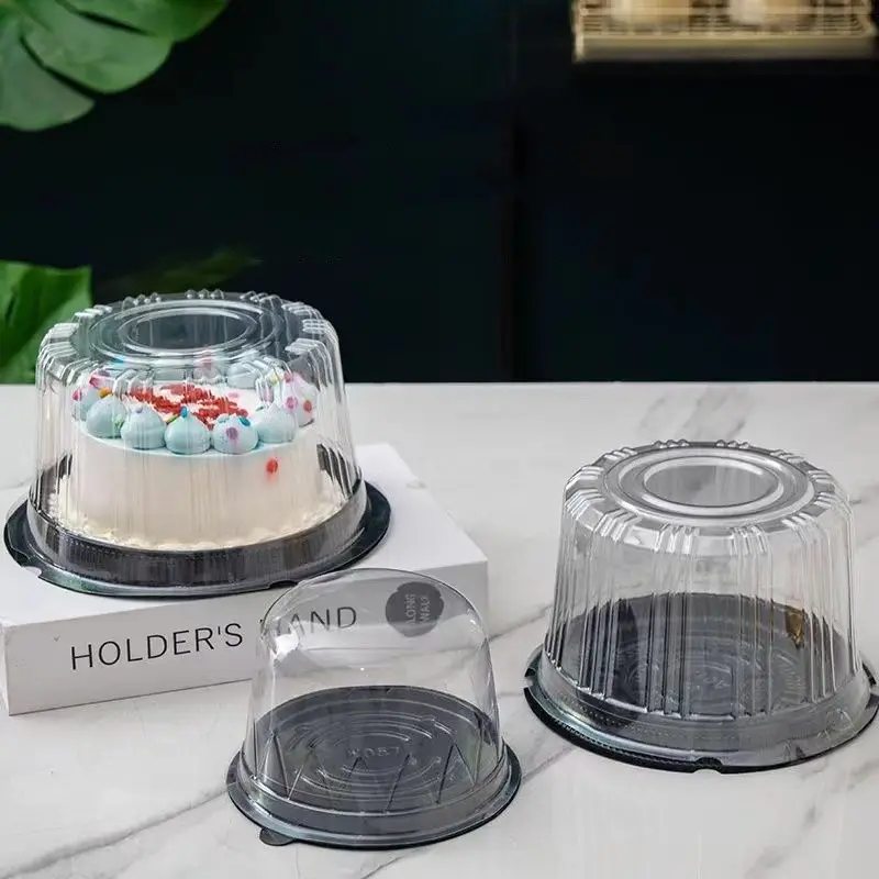 Recipiente de plástico biodegradável para alimentos PET de 10 "polegadas caixa de embalagem para bolo de casamento de aniversário