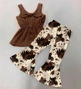 Conjuntos de 2 Piezas para Niñas, Diseño Nuevo 2020, con Lazo, Tallas Grandes, Listos para Enviar, Ropa al por Mayor para Bebés y Niños Pequeños - Product Image 1