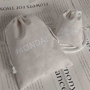 Custom Recyclable Cotton Linen Drawstring Bag for Jewelry Clothing and Socks with Double Cotton <b>String</b> - Product Image 2