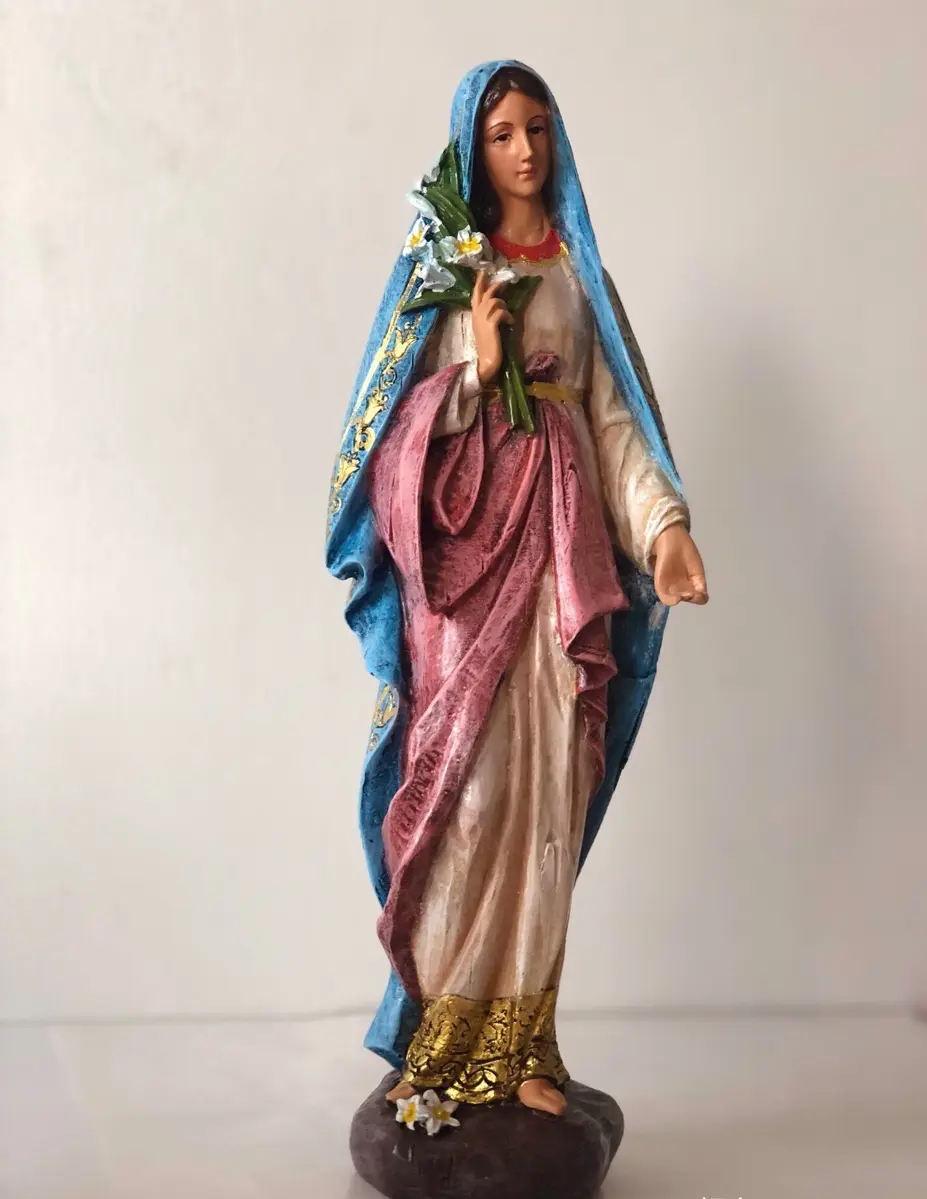 12 Inch <span class=keywords><strong>Madonna</strong></span> Met Bloem Figure <span class=keywords><strong>Collection</strong></span>, Hars Religieuze Gift Decoratie
