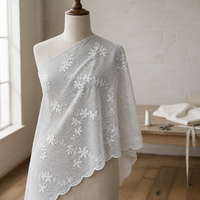Tissu en dentelle brodée florale blanche, broderie marguerite, garniture en dentelle maillée pour robe de mariée, voile de mariée, couture DIY et artisanat