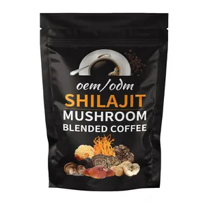 OEM Shilajit Extract Mushroom Wholesale Retail Instant Lingzhi Healthy Black Coffee For Immune System Improving