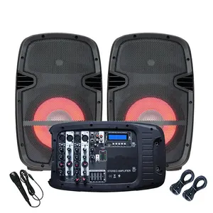 Mezclador portátil de 4 canales con altavoces BT, caja de sonido profesional para exteriores, 1000 vatios, 2x10 pulgadas