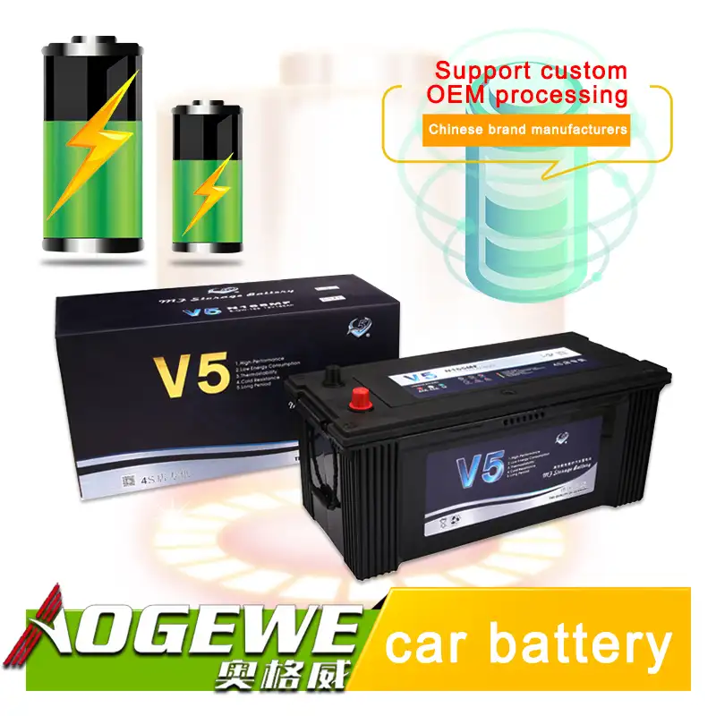 AOGEWEカーバッテリー工場メンテナンスフリー充電式鉛蓄電池トラックバッテリー12V43ah150Ah中国製
