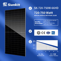 Panneaux solaires CE Sunkit en promotion 700-750W demi-cellules N-Type, module PV bifacial double verre, vente en gros usine, super performance