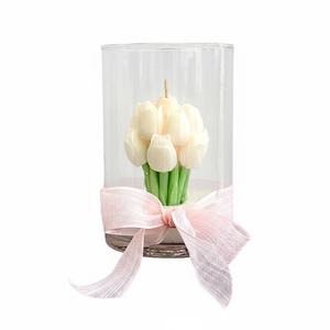 Qoq Tulip Scented Candle in Glass <b>Vase</b> Elegant Fragrance Accessory - Product Image 4