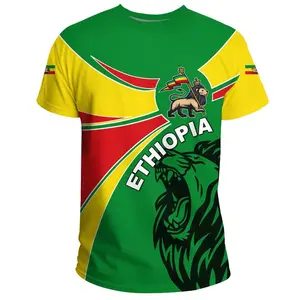 Men's T-shirt Summer Ethiopian Flag Pattern Male Short Sleeve Casual Tshirt Print On Demand Fashion Clothing Dropshipping Tops