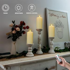 Remote Control LED Pillar <b>Candles</b> <b>Set</b>-Battery Operated Smokeless for Home Decoration Wedding Party & Christmas - Product Image 6