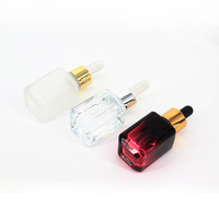 Flacon de sérum carré à épaule plate de luxe 30 ml 60 ml, flacon d'huile essentielle en verre carré à fond épais de 30 ml avec compte-gouttes