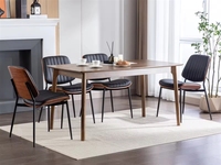 Ensemble de 6 chaises de salle à manger modernes du milieu du siècle, style rétro, en cuir, avec dossier en bois courbé et pieds en métal, meubles de maison, siège rembourré
