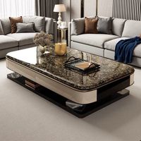 Table basse rectangulaire moderne de luxe en bois et marbre, multifonctionnelle avec rangement, pour salon, design intérieur en verre
