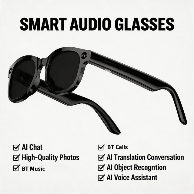 Hot Sale Smart Audio Glasses with AI Chat Smart Sunglasses with Camera to Take Photos Videos Touch Control AI Translation