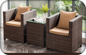 Stahlrahmen mit Polster-Ottoman-Set, Outdoor-Rattanmöbel für Terrasse, Deck, Veranda, Hinterhof - Product Image 4