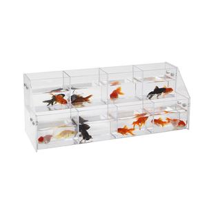 Venta al por mayor acrílico transparente en forma <span class=keywords><strong>de</strong></span> rectángulo creativo Betta Fish Tank Display Rack Multi-Grid Escritorio <span class=keywords><strong>de</strong></span> oficina Mini accesorio - Product Image 5