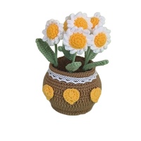 Pot de fleurs en crochet fait main transfrontalier, motif tulipe et tournesol, cadeau créatif, décoration d'intérieur