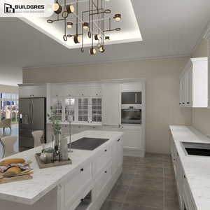 Buildgres Armário de cozinha branco moderno personalizado com grande ilha e aparelhos embutidos-Serviço profissional de design de layout - Product Image 5