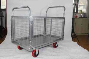 fixed fence mesh <b>trolley</b> warehouse workshop goods transport cart express logistics hauling cart wear resistant durable hand trol - Product Image 3
