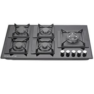 Table de cuisson à gaz 5 brûleurs à flamme précise, en verre trempé encastrable, utilisation multi-scénarios pour usage domestique et commercial - Product Image 1