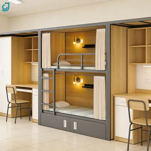 Lit superposé moderne en acier Jingchen pour adultes, appartement étudiant, loft métallique avec armoire - Product Image 5