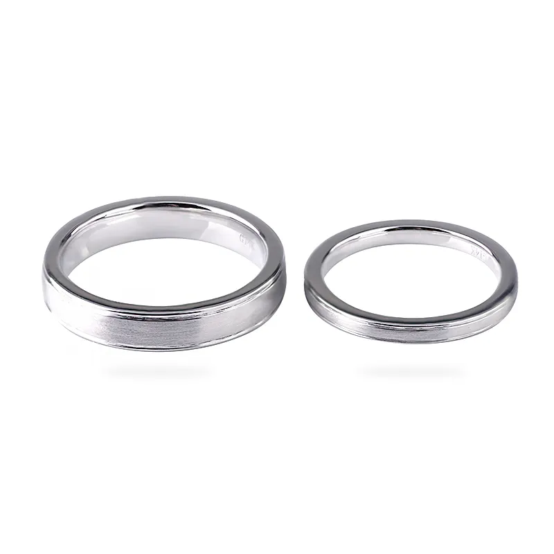 Scrub effect 14k white gold wedding ring band set voor koppels