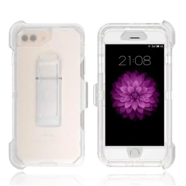 3 In 1 Clear Robot Case Transparant Cover Met Clip Voor Iphone 12 Pro Max X Xs Max 8 7 plus Samsung S7 Rand S8 S9 Plus Note 9 8