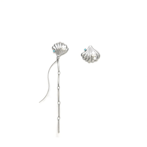 Boucles d'oreilles en perles en acier inoxydable 316L plaqué or PVD, design coquillage durable et résistant avec chaîne pendante - Product Image 2