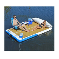 Parc aquatique de loisirs en plein air quai de yacht de jet ski plate-forme de radeau d'île flottante d'eau gonflable pour 6 personnes quai flottant gonflable