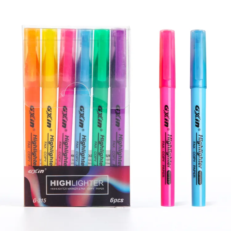 Гксин G-315 яркий многоцветный маркер с зажимом флуоресцентная ручка для детей набор хайлайтеров на заказ
