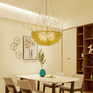 Modern Bird Nest Chandelier Round E27 Incandescent <b>Light</b> For Living Room <b>Dining</b> Room Nordic Style Pendant Lamp - Product Image 1