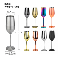 Flûte à champagne incassable 220 ml, rétro, givrée, en acier inoxydable 304 de qualité alimentaire, verre métallique vintage pour mariage, fête, hôtel, bar