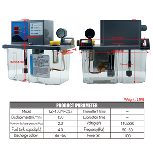 Bomba de aceite HLTNC TZ-1504C 110V/220V bomba de engranajes eléctrica automática 4L bomba electromagnética de lubricación de doble pantalla para Cnc - Product Image 2