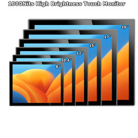 Moniteur à écran tactile PCAP étanche 1000 nits pour l'extérieur 7 8 10 12 15 17 19 21 24 27 pouces Moniteur Lcd mural industriel