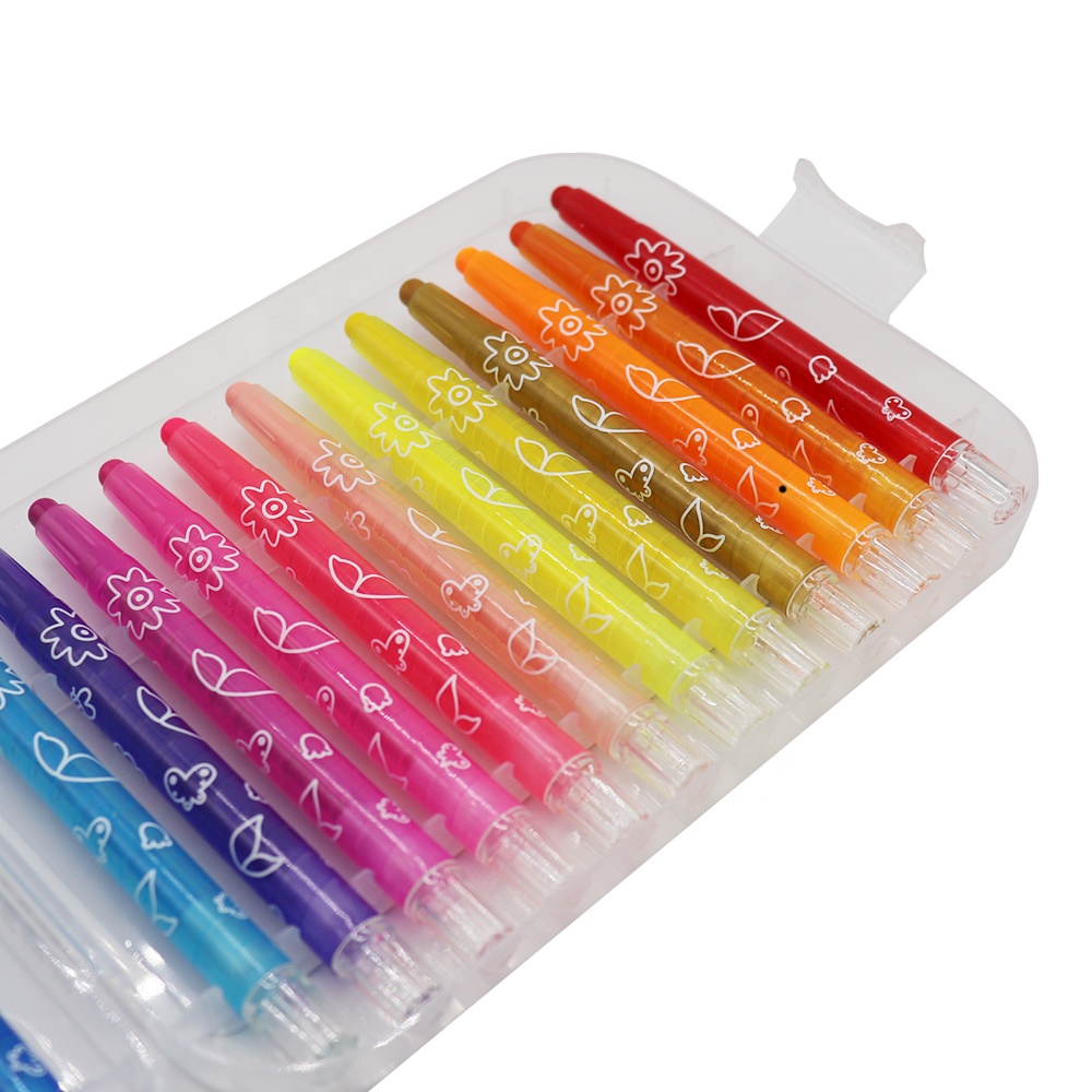 Goede Kwaliteit Niet Giftig Effen Materiaal Rainbow Wax 24 Kleuren Silky Krijt Set Voor Kinderen