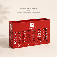 Jardinière rectangulaire en métal rouge ajouré, design moderne, écologique et durable, pour hôtels, salles à manger, balcons, jardins et terrasses