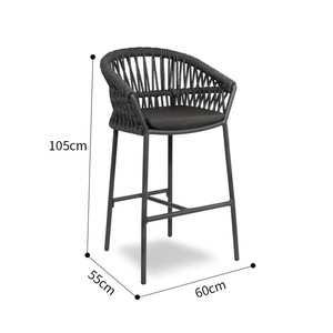 Nordic Rope Rattan aluminum Waterproof Dinning <b>Chair</b> Patio Restaurant Aluminium Stackable Outdoor bar <b>Chair</b> for Garden hotel - Product Image 6