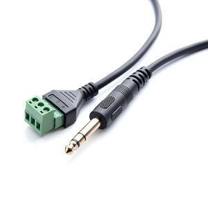 1/4ชุบทอง "6.35มม. สเตอริโอ TRS ปลั๊กตัวผู้ไปยัง3ขา AV Balun สกรูขั้ววิดีโอบล็อกโซลเดอร์สายอะแดปเตอร์30ซม. - Product Image 6