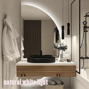 Nửa Mặt Trăng dẫn gương phòng tắm, nửa vòng tròn gương không khung với độ sáng Dimmable cho phòng ngủ, phòng khách, lối vào - Product Image 3