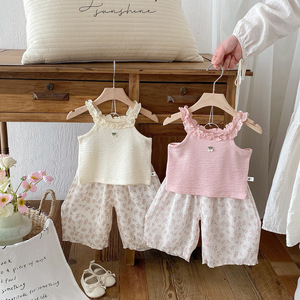 Yazlık Bebek Kız Çocuk Kolsuz Bluz ve Pantolon 2 Parça Takım Bebek Giyim Seti Moda Bebek Kıyafetleri - Product Image 4