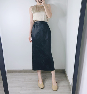 2025 New Chinese Heavy <strong>Silk</strong> Mulberry <strong>Silk</strong> Vintage Jacquard Satin Women's <strong>plus</strong> <strong>size</strong> Skirt Slit Long Skirt - Product Image 6