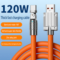 Cable USB-C al por Mayor con Rotación de 180 Grados, Carga Rápida de 120W 5A, Cable de Datos de Aleación de Zinc y Silicona para Dispositivos iPhone Tipo-C