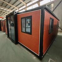 Maison conteneur préfabriquée pliable à double aile de 20 pieds de haute qualité, extensible, avec chambre et cuisine, design moderne, étanche, pour hôtel