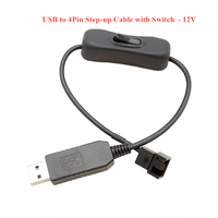 Câble USB vers ventilateur 4 broches 5V vers 12V avec contrôle de vitesse et interrupteur marche/arrêt pour modification de ventilateur de refroidissement de boîtier PC