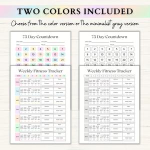Planificateur de défi de 75 jours Journal d'entraînement Suivi des repas Mesure de la progression Calendrier d'admission d'eau avec couverture en papier lié en spirale - Product Image 6