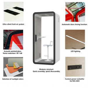 Cabines préfabriquées insonorisées pour studio, bureau portable, cabine téléphonique, cabine d'enregistrement à domicile - Product Image 4
