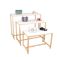 Ensemble de 3 tables pliantes en métal léger KEYIDE KYD-GM-T2 pour présentation de vêtements avec étagère de supermarché