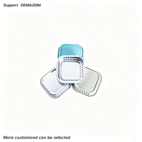 Conteneur en aluminium bleu carré de 120 ml avec logo personnalisé, boîte d'emballage alimentaire jetable pour compagnies aériennes, vente en gros pour la restauration