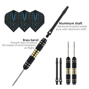 Lot de 6 <span class=keywords><strong>fléchettes</strong></span> classiques en laiton de 20g, tiges en aluminium couleur unie non gravées, <span class=keywords><strong>ailettes</strong></span> bleues scintillantes, étui de sécurité inclus - Product Image 4