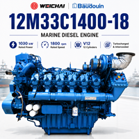 Moteur diesel marin SCDC Weichai Baudouin 12M33C1400-18 1030kW 1800 tr/min V12 turbo intercooler avec certification CCS pour bateau de patrouille