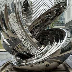 Grande sculpture circulaire ajourée en acier inoxydable, résistante aux intempéries, pour extérieur, jardin, parc, place publique, hôtel - Product Image 6
