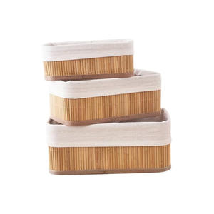 Nouvel ensemble de 3 paniers de rangement multifonctionnels en bambou naturel tressé, écologiques, pour la maison – Vente chaude 2026, directement de l'usine - Product Image 1